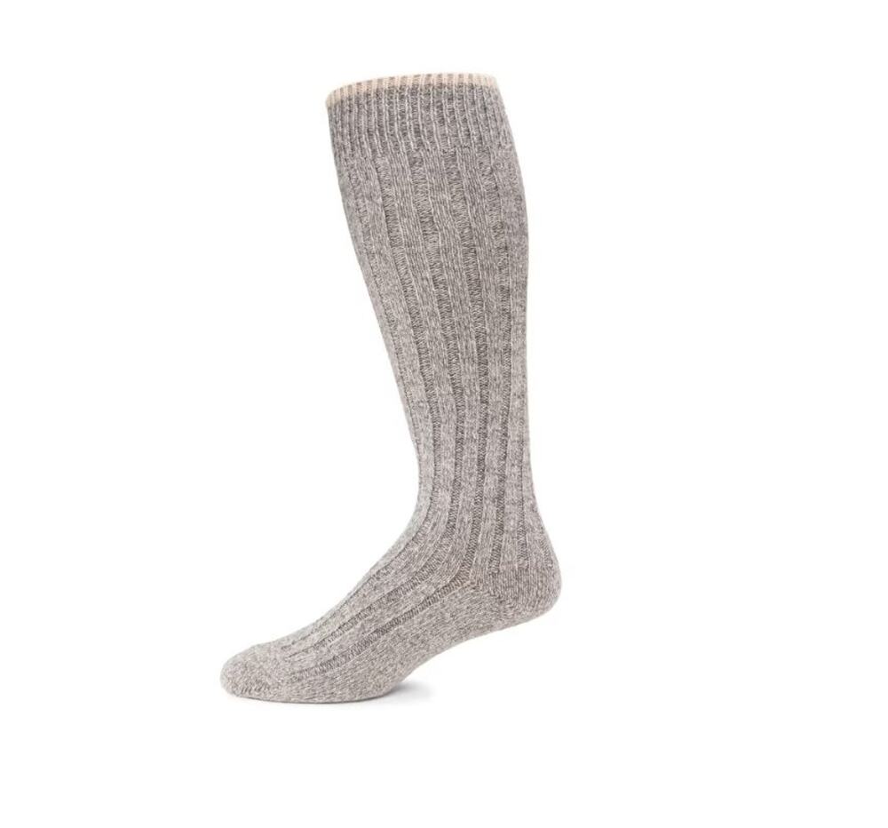 $695 NWT Brunello Cucinelli 100% Cashmere Gray Rib-Knit Socks Size S